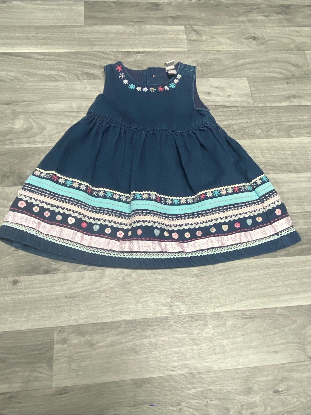 GAP Navy Sleeveless Dress with Pastel Embroidery